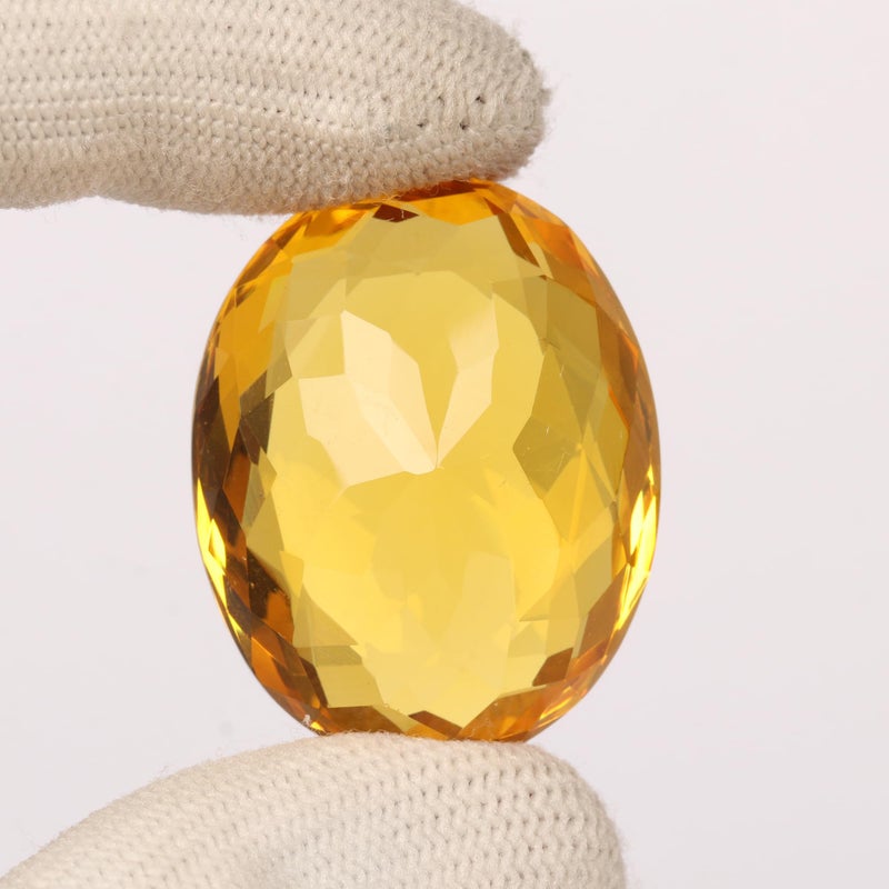 REAL-GEMS Loose Gemstones Translucent Brazilian Yellow Citrine 52.00 Carat Finest Oval Cut Yellow Citrine Loose Gemstone For Jewelry Making - Image 4